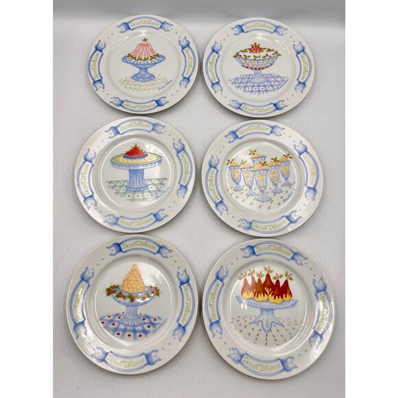 Vintage Dessert Dick Meng Design Joanna Hansen Art Cakes,Tarts,Parfaits Plates - Picture 1 of 5